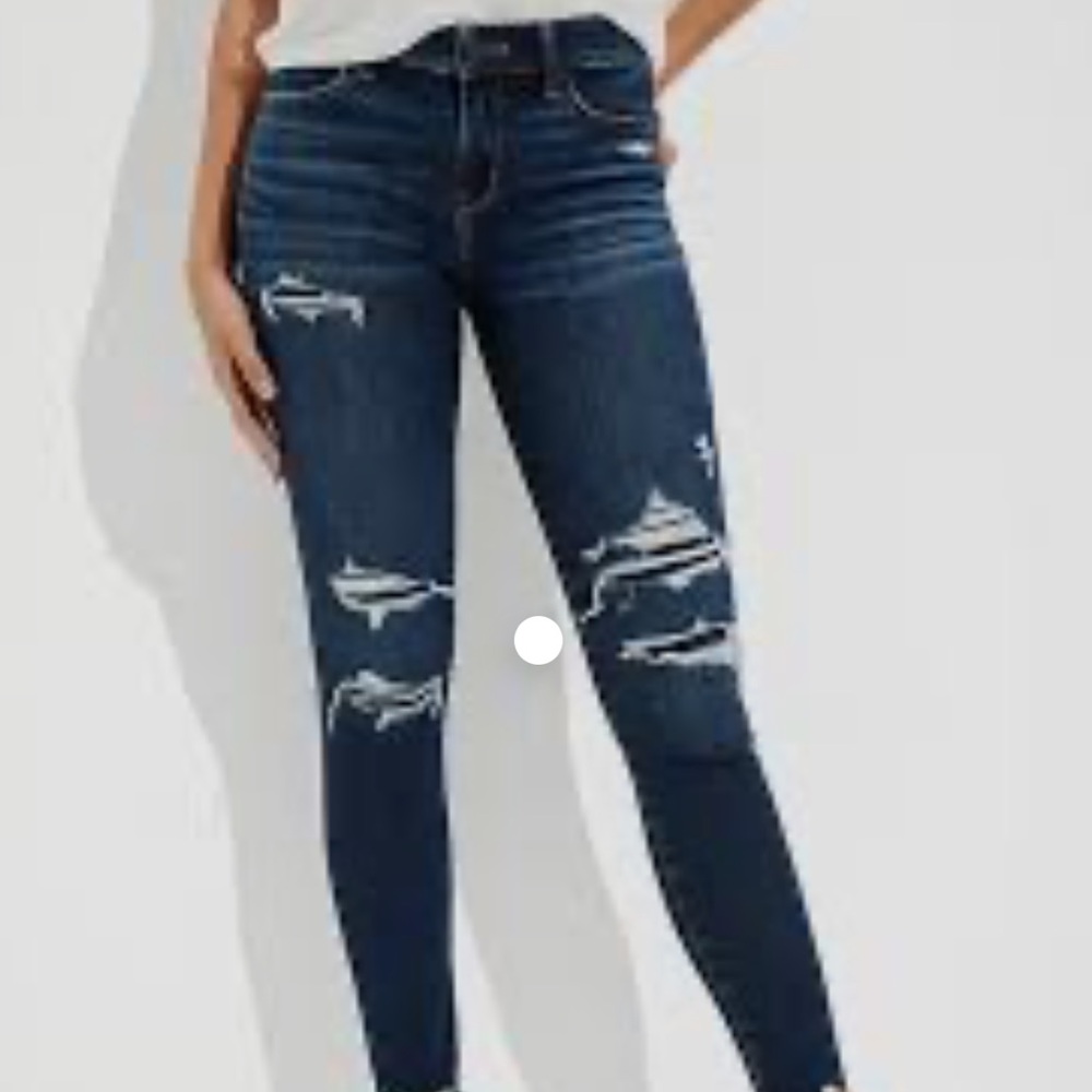 American Eagle High Rise Jegging 360 Super Stretch AEO X4 Ripped Distressed